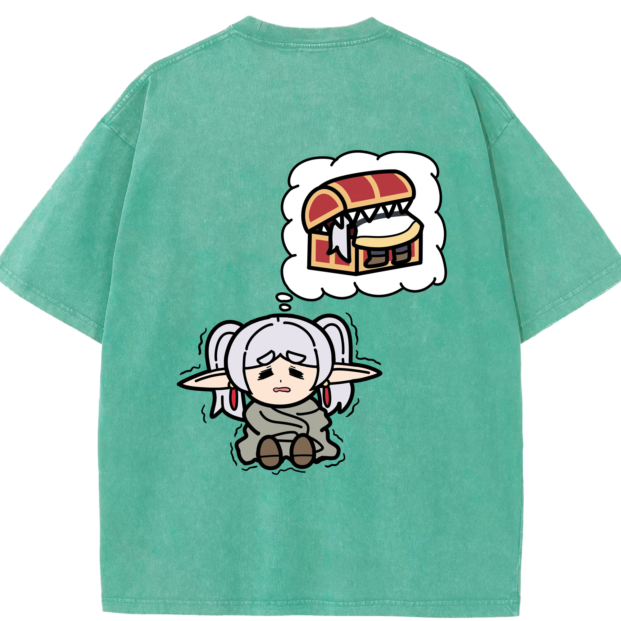 （画像用） 葬送のフリーレン Frieren 綿100% ヴィンテージ風 半袖Tシャツ（背面プリント）